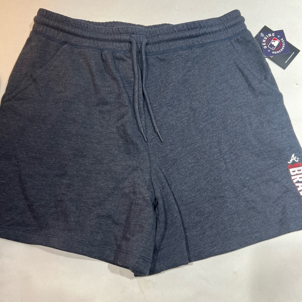 Women’s Gray Shorts with Elastic Waistband and Mid-Thigh Length Atlanta Braves